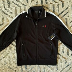 Polo Ralph Lauren Men Size Large Core Replen Jacket Black White Full Zip Track